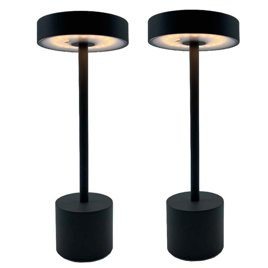 Lot de 2 lampes de table sans fil touch en aluminium gris foncé LED ROBY H30cm