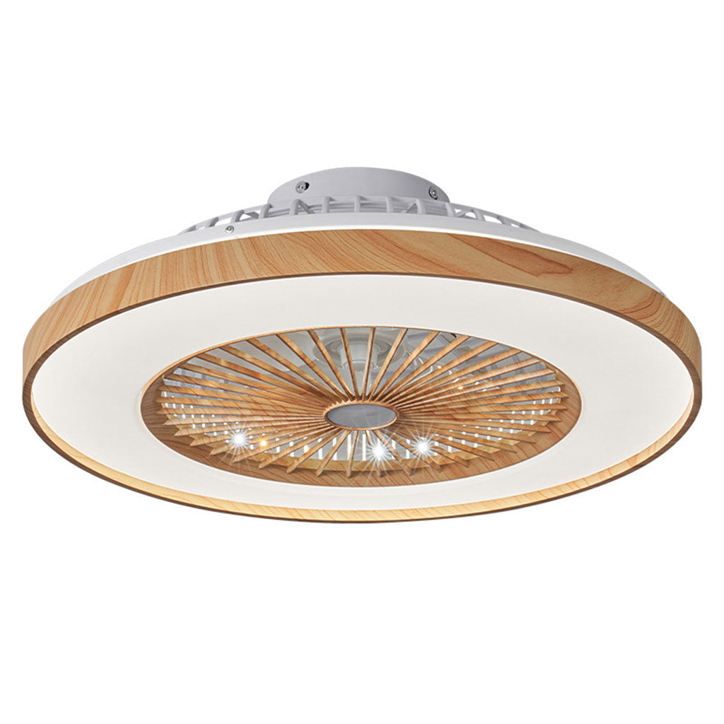 Ventilateur de Plafond WOODIA 48cm Design Bois avec Plafonnier LED 26W Puissant Petit Ventilateur Silencieux Chambre Salon Bureau Moteur DC 15W Basse Consommation Réversible Mode Hiver et Ete avec Télécommande Luminaire Intégré 2700 Lumens Noir et Bois