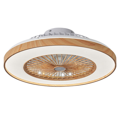 Ventilateur de Plafond WOODIA 48cm Design Bois avec Plafonnier LED 26W Puissant Petit Ventilateur Silencieux Chambre Salon Bureau Moteur DC 15W Basse Consommation Réversible Mode Hiver et Ete avec Télécommande Luminaire Intégré 2700 Lumens Noir et Bois