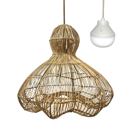 Suspension RONDA NOMAD en rotin naturel style bohème avec ampoule LED blanc/RGB nomade