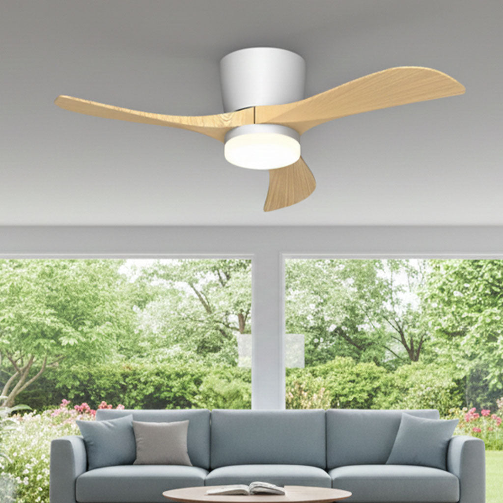 Grand Ventilateur de Plafond ALIYA 132cm avec Éclairage LED 30W Intégré Ventilateur Silencieux pour Grand Salon Séjour et Loft Moteur DC 30W Basse Consommation Réversible Mode Été Hiver avec Télécommande Plafonnier XL 2100 Lumens Blanc et Effet Bois