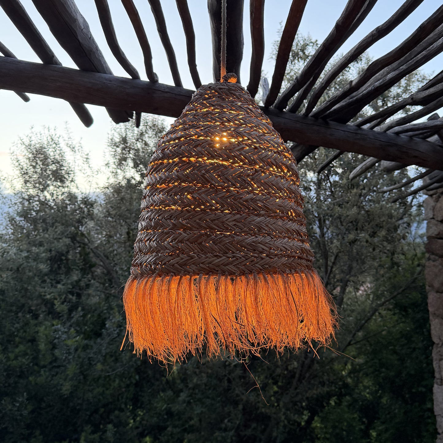 Abat jour naturel ANAFI en jonc de mer style bohème H47cm pour monture électrique E27