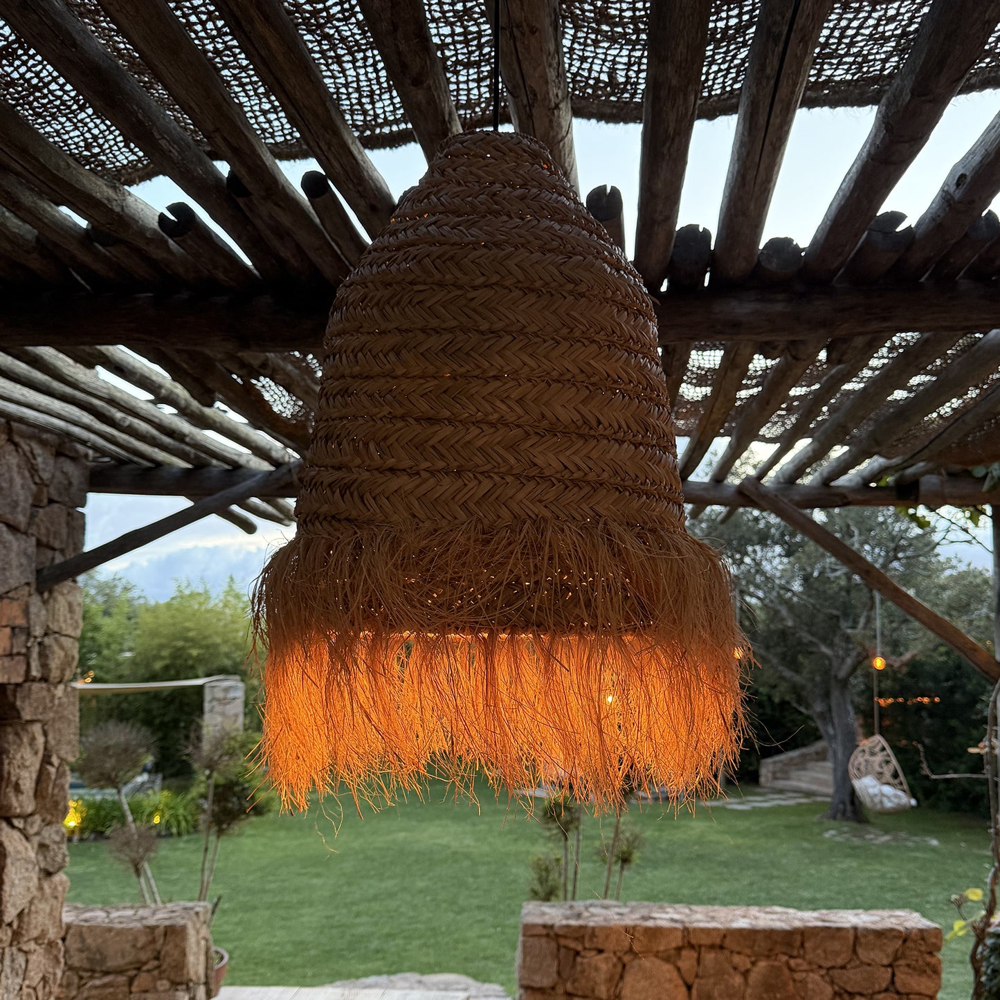 Abat jour naturel ANAFI en jonc de mer style bohème H47cm pour monture électrique E27