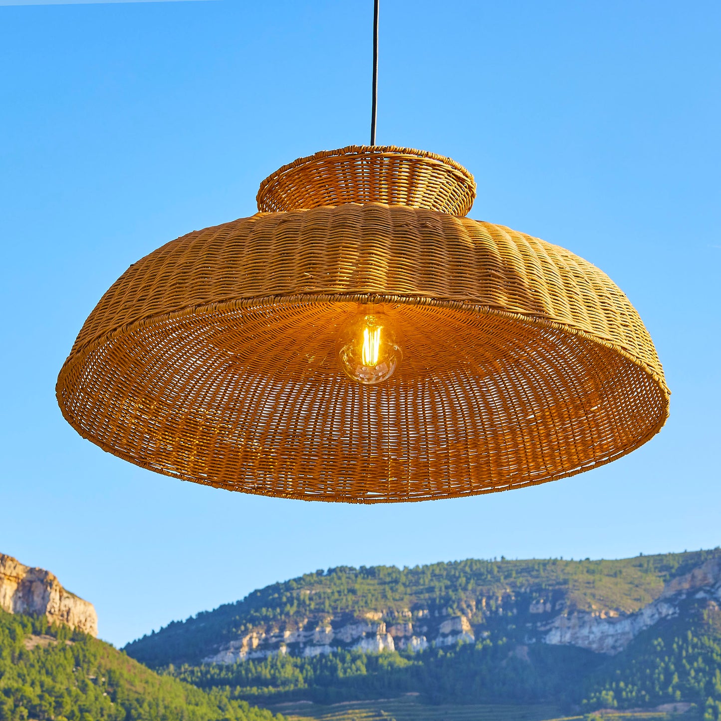 Abat jour naturel DARMA en rotin style bohème H30cm pour monture électrique E27
