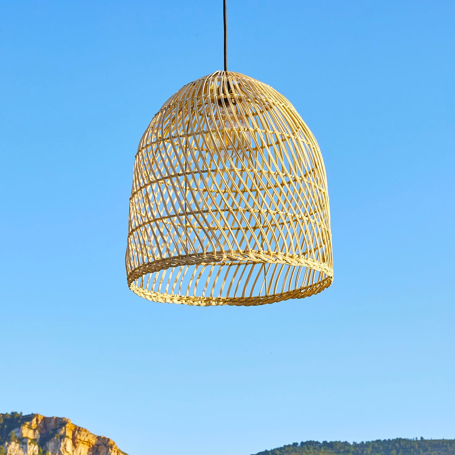 Abat jour naturel PAULO en rotin style bohème H45cm pour monture électrique E27