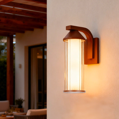 Applique murale d'extérieur sur secteur corten BRISA LED blanc chaud H26cm