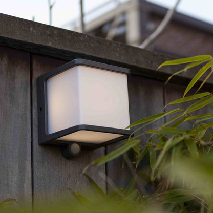 Applique murale solaire DOBLO SOLAR aluminium gris LED blanc avec détecteur de mouvement H11cm