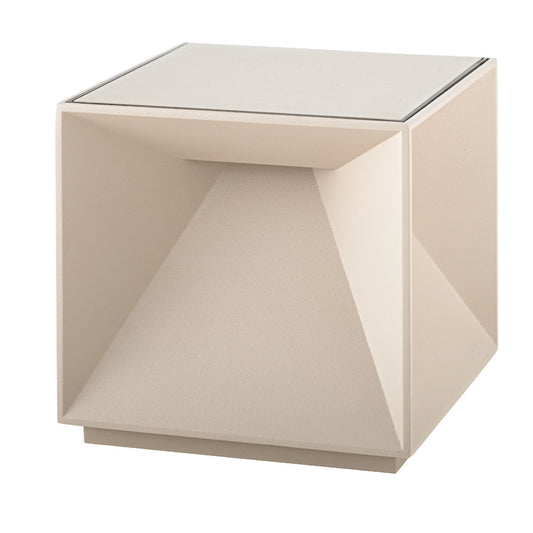 Lampe de table cubique en aluminium beige LED blanc chaud dimmable CUBOX SAND H10 cm