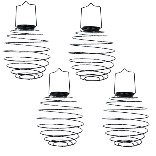 Lot de 4 suspensions solaires décoratives spirale métal noir LED blanc chaud à suspendre 4x ORION H37cm