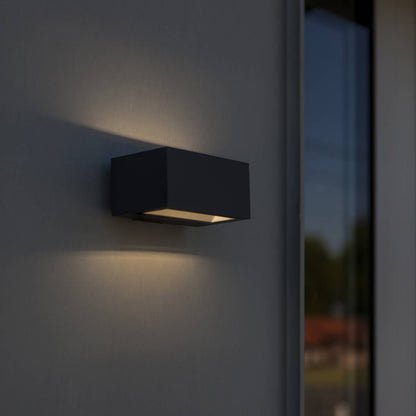 Applique murale d'extérieur sur secteur bidirectionnelle GEMINI GREY aluminium gris LED blanc H6,5cm
