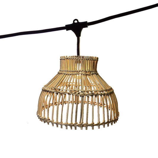 Guirlande lumineuse raccordable d'extérieur avec abat-jour en rotin naturel style bohème 7 ampoules à filament douille E27 LED blanc chaud AMELIA LIGHT CONNECTABLE 6m