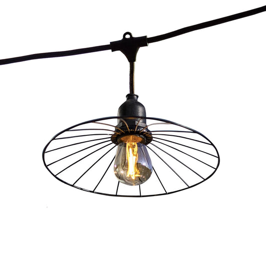 Guirlande extérieur avec abat-jour en acier effet cage 10 douilles E27 CHIC CAGE 6m