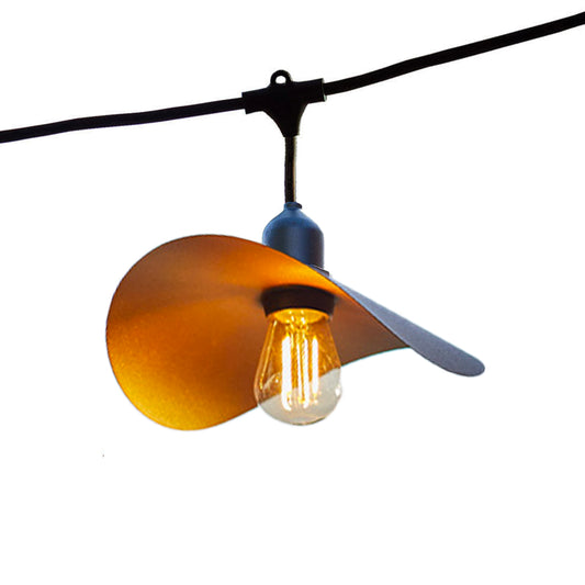 Guirlande lumineuse extérieur raccordable avec abat-jour en acier doré effet cage 10 ampoules LED E27 HAT LIGHT 6m