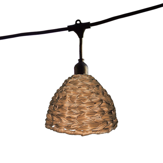 Guirlande lumineuse raccordable d'extérieur avec abat-jour en polyrotin style bohème 7 ampoules à filament douille E27 LED blanc chaud MELLOW LIGHT 6m