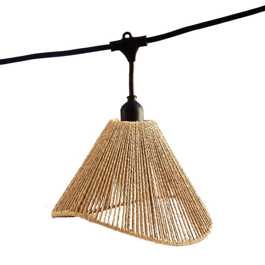 Guirlande lumineuse raccordable d'extérieur avec abat-jour en corde style bohème 7 ampoules à filament douille E27 LED blanc chaud RAFFY LIGHT 6m