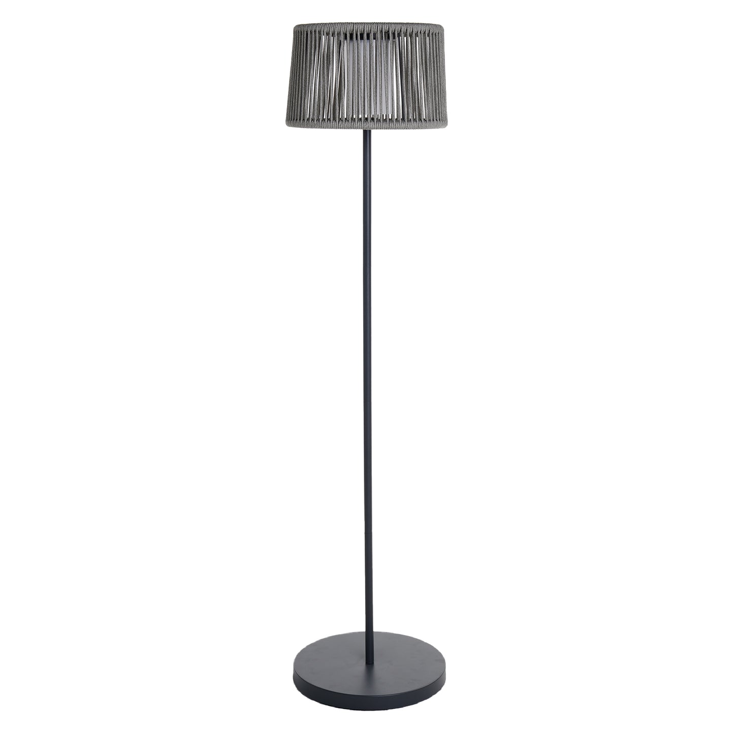 Lampadaire lumineux solaire en poly rotin gris LED blanc chaud SOLEO H145cm