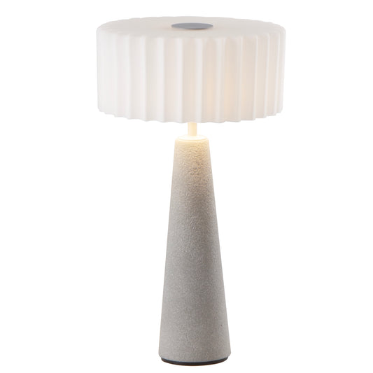 Lampe de table sans fil en ciment abat-jour ondulé LED blanc chaud dimmable BLOK CEMENT  H30cm