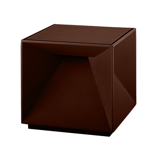 Mini lampe de table cubique en aluminium corten LED blanc chaud dimmable CUBOX MINI CORTEN H8 cm