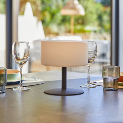 Lampe de table sans fil pied en acier gris LED blanc chaud/blanc dimmable ATLAS Rock H20cm