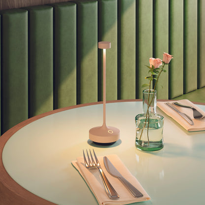 Lot de 6 Lampe de table sans fil LED blanc chaud dimmable RUBY CREAM H25cm Beige avec plateau de chargement