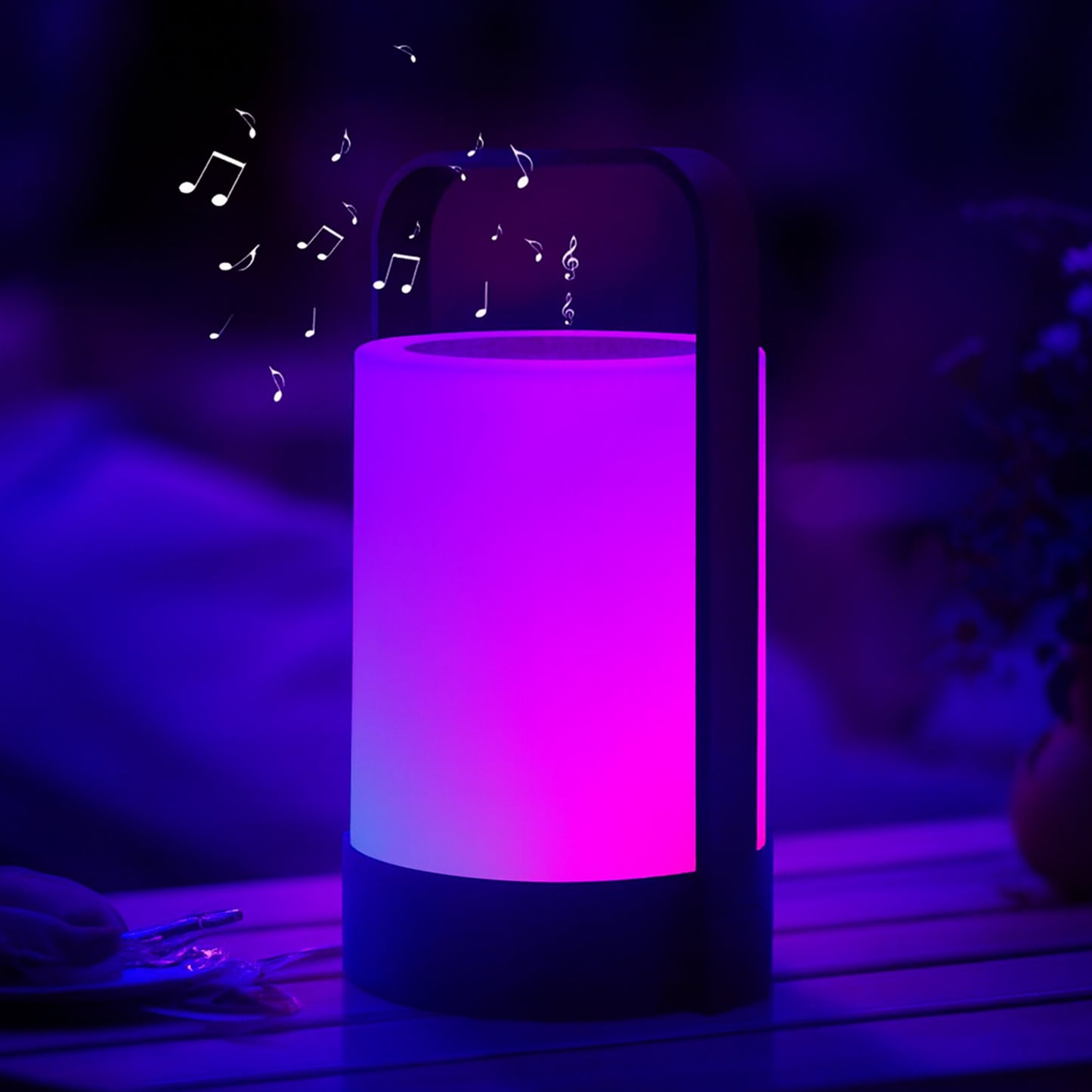 Lampe enceinte bluetooth sans fil LED blanc/multicolore dimmable NINA PLAY H22cm avec télécommande