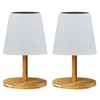 2 Lampe de table solaire STANDY MINI WOOD H25CM