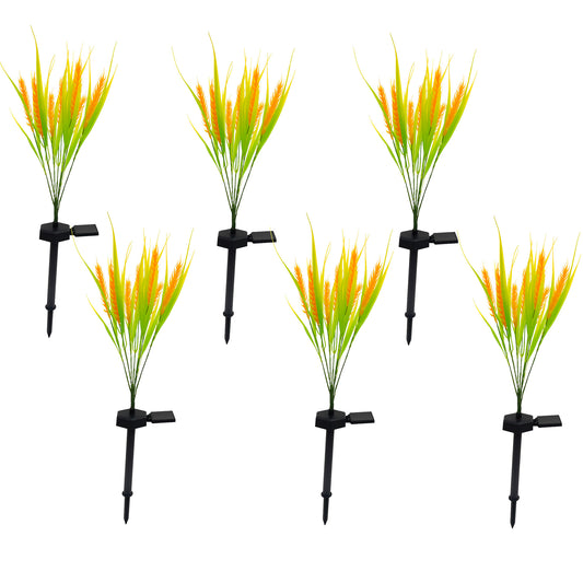 Lot de 6 balises plantes solaires à piquer LED blanc chaud 6x FERNY H58cm