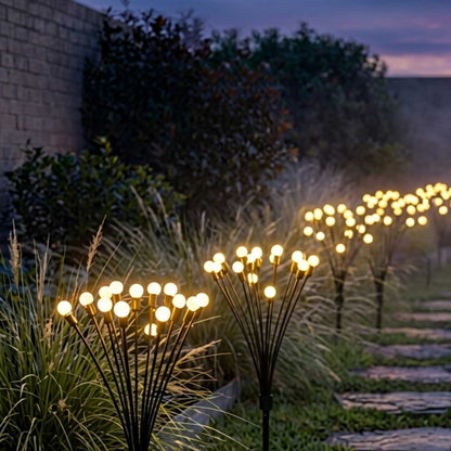Lot de 3 torches solaires 30 boules lumineuses avec panneau solaire déporté LED blanc chaud LYRA FAMILY X3 H70cm