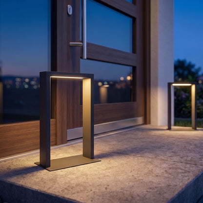 Borne solaire noire en aluminium LED puissant blanc chaud AXIS MINI H40cm