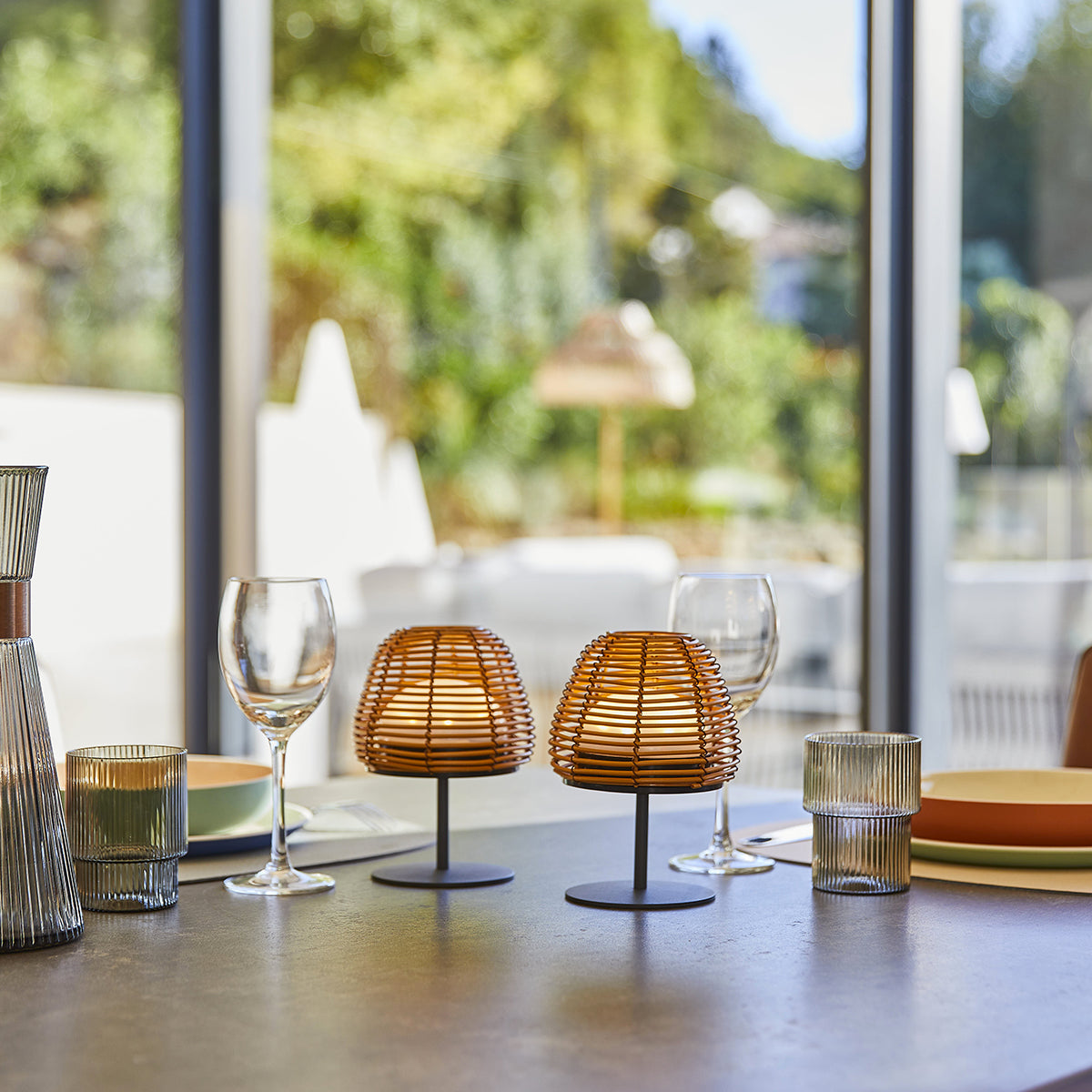 Lot de 4 minis lampes de table LED sans fil blanc dimmable 2X TWINS BOHEME H16cm