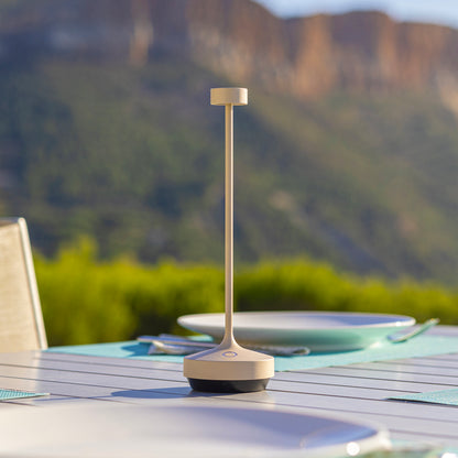 Lot de 6 Lampe de table sans fil LED blanc chaud dimmable RUBY CREAM H25cm Beige avec plateau de chargement