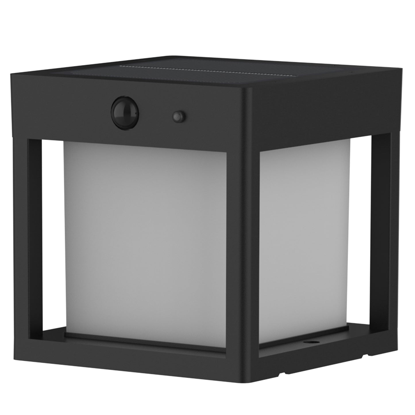 Borne lumineuse carré avec détecteur de mouvement PILARO BLACK LED blanc chaud 15cm