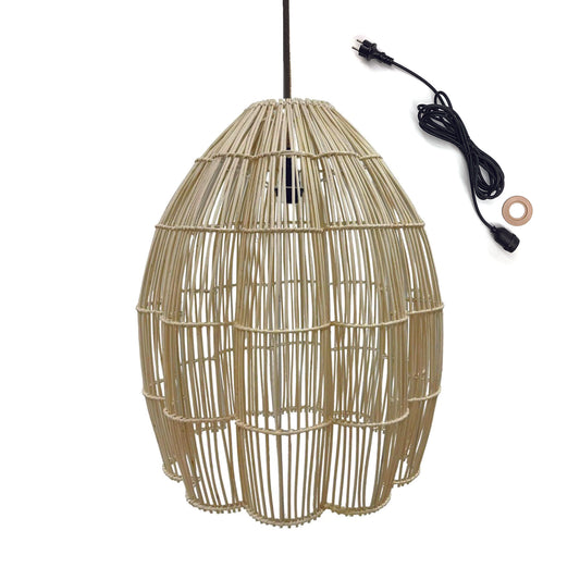 Suspension sur secteur pour l'extérieur AVILA OUTDOOR CABLE en rotin naturel style bohème 5m de longueur de câble