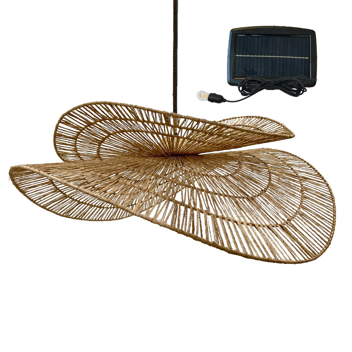 Suspension solaire SOLARA SOLAR en jute naturel avec câble hybride secteur et solaire 5m de longueur