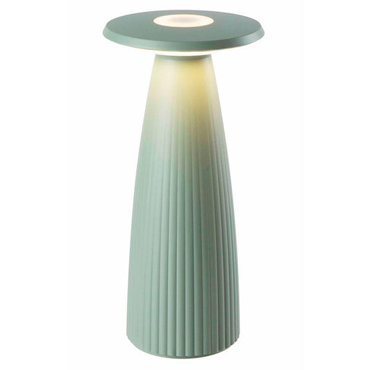 Lampe de table sans fil en forme de vase Vert Sauge LED blanc chaud dimmable FLORA MINI SAUGE H20cm