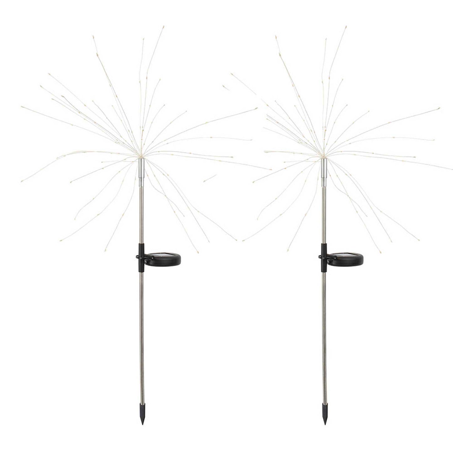 Lot de 2 balises solaires décoratives à planter LED 2x FIREWORKS SPIKE H97cm