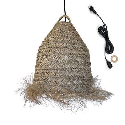 Suspension sur secteur pour l'extérieur ANAFI OUTDOOR CABLE en jonc de mer naturel style bohème 5m de longueur de câble