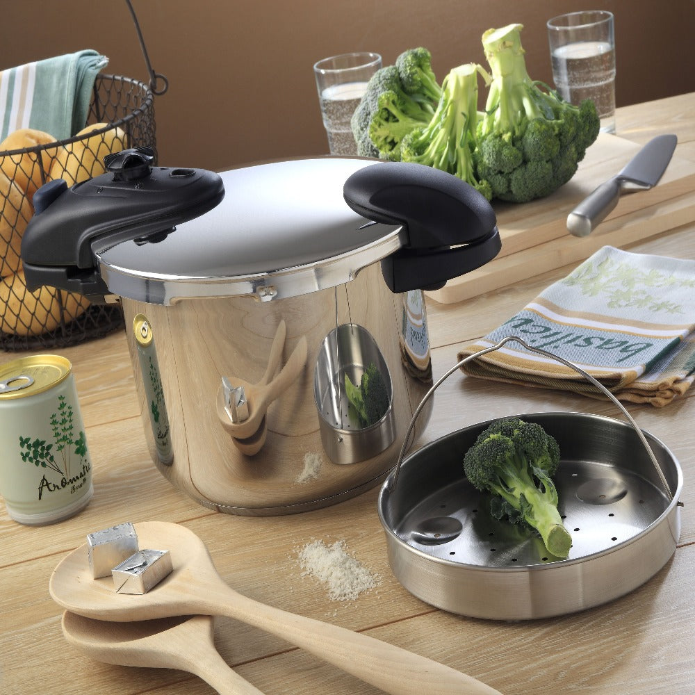 Autocuiseur cocotte minute à baïonnette Ø24cm 10L ILLICO en acier Inox avec panier cuisson - REDDECO.com