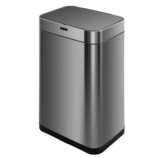 Poubelle de cuisine automatique design 60L UPPER en acier INOX avec cerclage - REDDECO.com