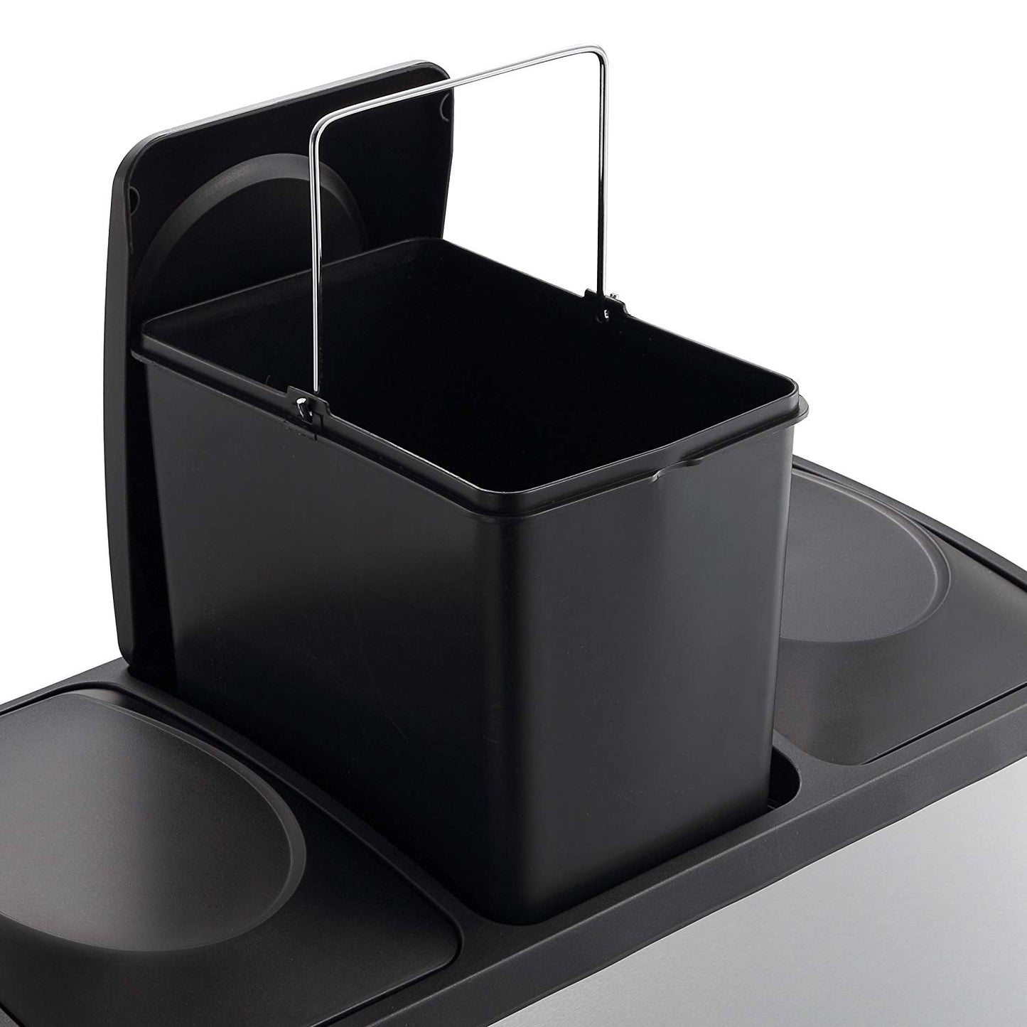 Poubelle de cuisine à pédale tri sélectif 45L (3x15L) ZOE en acier Inox avec seau - REDDECO.com