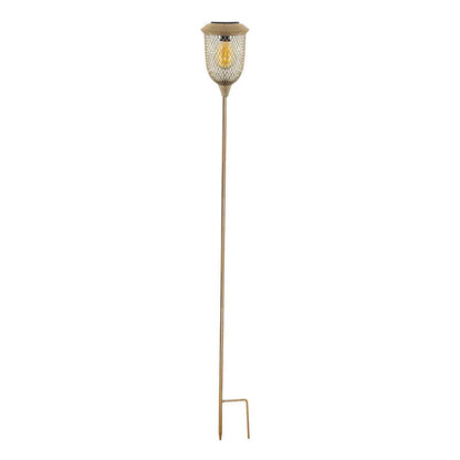 Balise solaire métal à piquer ampoule filament LED blanc chaud KAWA H79cm - REDDECO.com