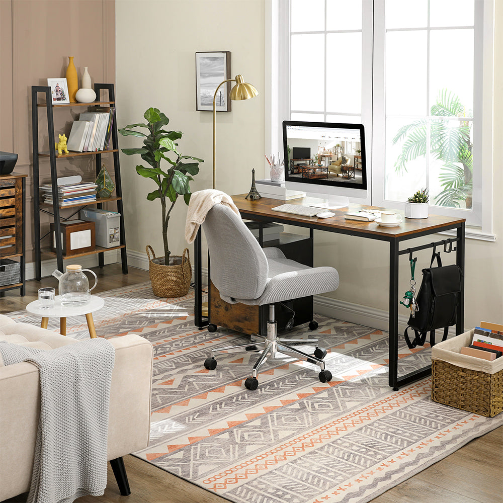 VASAGLE bureau, table, poste de travail, avec 8 crochets, 140 x 60