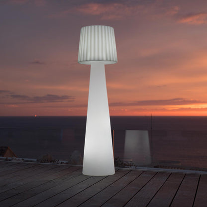 Lampadaire lumineux design filaire abat-jour ondulé pour extérieur éclairage puissant LED blanc LADY H110cm culot E27