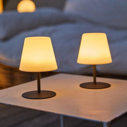 Lot de 4 Lampe de table sans fil pied en acier gris LED blanc chaud/blanc dimmable STANDY MINI Rock H25cm