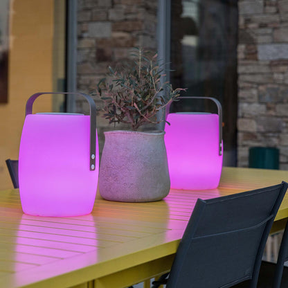 Lampe enceinte bluetooth sans fil poignée aluminium LED blanc/multicolore dimmable LUCY PLAY H31cm avec télécommande - REDDECO.com