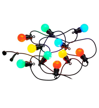 Lot de 2 Guirlandes lumineuses extérieur connectable 10 globes LED multicolore PARTY GUINGUETTE 5.70m 8 modes