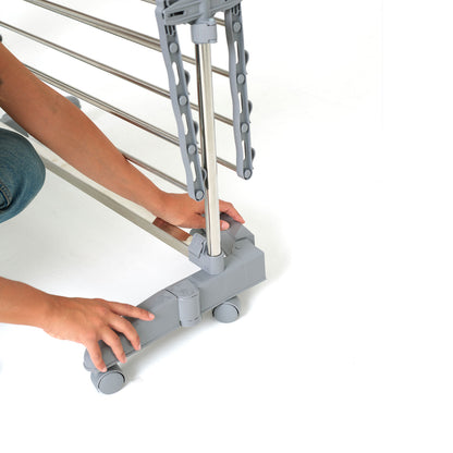 Séchoir à linge étendoir multifonction 25M EXTRA avec 30 accessoires 3 niveaux Gris et Inox - REDDECO.com