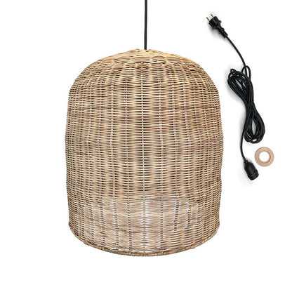 Suspension sur secteur pour l'extérieur GIACOMO OUTDOOR CABLE en rotin naturel style bohème 5m de longueur de câble