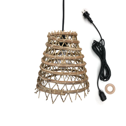 Suspension sur secteur pour l'extérieur ZAKARI OUTDOOR CABLE en fibre de palmier dattier naturelle bohème 5m de longueur de câble