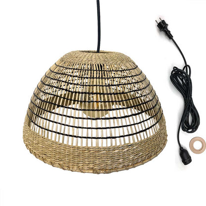 Suspension sur secteur pour l'extérieur CESARE OUTDOOR CABLE en herbe marine tressée style bohème 5m de longueur de câble